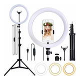 Ringlinght Led Luz Flash Estudio Profissional Com Tripe 210m Cor Preto 18w