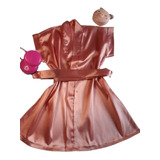 Robe De Cetim Infantil Rosé Pijama Feminino Noivinha