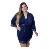 Robe Feminino Adulto De Luxo Romantic Com Renda Plus-size