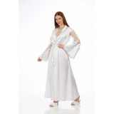 Robe Longo Para Noiva Em Toque De Seda Com Bordado - Dete