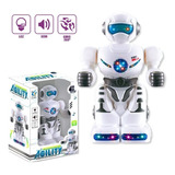 Robô Agile Bate E Volta Com Luz E Som Gira 360° Cor Branco Personagem Warrior