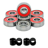 Rolamento Skate Ou Longboard Kolami Speed Reds + Espaçadores