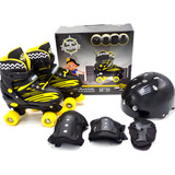 Roller Patins Infantil Quad 4 Rodas + Kit Proteção Capacete