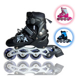 Roller Patins Inline Pró Ajustável 35-38 Rodas Led Silicone