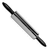 Rolo Para Preparar Massas Em Inox Com Cabo Plástico 37x5cm Cor Preto/inox
