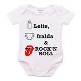 Roupa Body Bebê Personalizado Leite Fralda Rock Roll C 2854