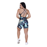 Roupa De Academia Macaquinho Poliamida Estampado Com Bojo Or