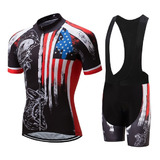 Roupa De Ciclismo Masculino Camisa + Bretele Silicone Gel 9d
