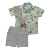 Roupa Festa Infantil Camisa Social Regata Safari Baby