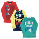 Roupa Infantil Kit 3 Camiseta Menino Manga Longa Frio 