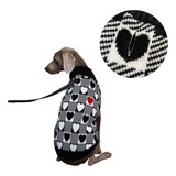 Roupa Para Pet Casaco Inverno Love Lã Com Furo P/ Guia Dog