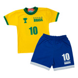 Roupa Seleção Brasil Camiseta + Short Menino Tamanho 1,2,3