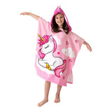 Roupão Atoalhado De Banho Infantil Menina Com Capuz Piscina