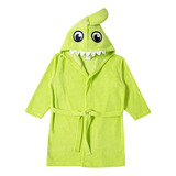 Roupão Praia Infantil Atoalhado Shark Verde Limão Tip Top