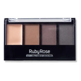  Ruby Rose Sombra Ruby Rose Cor Da Sombra Tons De Marrom Trio De Sombras Para Sobrancelha Com Pincel E Primer 