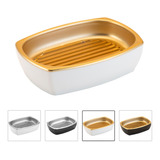 Saboneteira De Bancada Banheiro Lavabo Porta Sabonete Barra Cor Branco/dourado