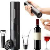 Saca Rolhas Abridor De Vinho Electric Wine Set Automático Elétrico Kit V8 Cor Preto