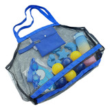 Sacola Guardar Brinquedo De Criança Praia Piscina Bolsa Saco Cor Azul