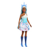 Saia Barbie Fantasy Doll Unicorn Dream Azul Mattel