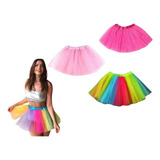 Saia De Tule Adulto Com Brilho Glitter Carnaval Bloco 40 Cm