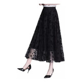 Saia Feminino Longa Poá Tule 2 Camada Moda Evangélica Linda