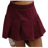 Saia Short Infantil Piquê Pregas Uniforme Vinho Marsala