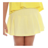 Saia Short Infanto Juvenil Piquê Prega Uniforme Amarela Bebê