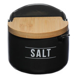 Saleiro Manhattan Em Bambu/porcelana Preta 290ml - Hauskraft