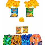 Salgadinho Chips Bacon Queijo Cebola Requeijão Kit Mix 40un