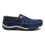 Sapatilha Bicolor Masculina Couro Legitimo Conforto Azul