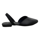Sapatilha Mule Slingback Feminina Casual Bico Fino Elastico
