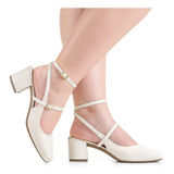 Sapato Feminino Scarpin Bico Quadrado Salto Bloco Baixo Moda