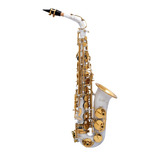 Saxofone Alto Mib Branco Com Dourado Halk Completo