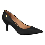 Scarpin Vizzano Preto Salto Baixo Fino Original 