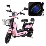 Scooter Elétrica Sem Cnh 32km/h Mini Scooter Wehawk Basket Cor Rosa 48v