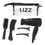 Secador Lizz Mini Preto Dobrável - Kit Viagem - Bivolt 1200w