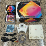 Sega Dreamcast Americano Na Caixa + Controle Original Na Caixa E 6 Jogos Prensados Mídia Prata