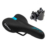 Selim Bike Gta Com Carrinho Banco Bicicleta Aro 20 24 26 29 Comprimento 270 Mm Cor Preto Com Azul Largura 140 Mm