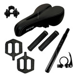 Selim Bike Mtb Vazado + Pedal + Manopla +canote +abraçadeira