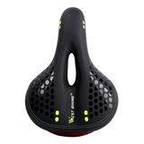 Selim Confortável Gel Bike Mtb Com Luz Pisca Luz Vazado Cor Verde