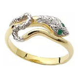 Serpente Em Ouro 18k,aliança, Esmeralda