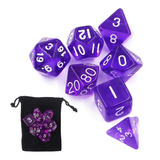 Sete 7 Dados Rpg Roxo D4 D6 D8 D10 D10% D12 D20 Bolsa Kit