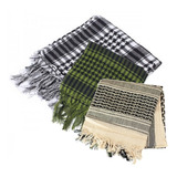 Shemagh Lenço Militar Preto Branco Verde Tan Ou Cinza