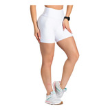 Short Academia Treino Feminino Branco Moda Fitness