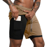 Short De Ginástica Com Lycra Esportiva 2 Em 1 Para Homem Cor