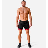 Short De Ginástica Com Lycra Esportiva 2 Em 1 Para Homem Cor