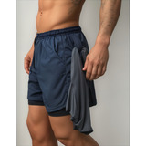 Short Duplo 2 Em 1 Para Corrida Bolso Interno Proteção Uv20+