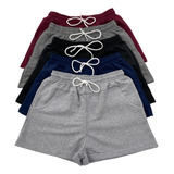 Short Feminino Kit 4 Peças Moletom Bolso E Amarra Moda
