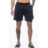 Short Masculino Academia Fitness 2 Em 1 Porta Celular Calção