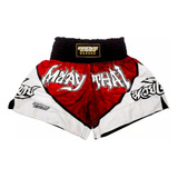 Short Muay Thai Bermuda Calção Tailandês Red Mist